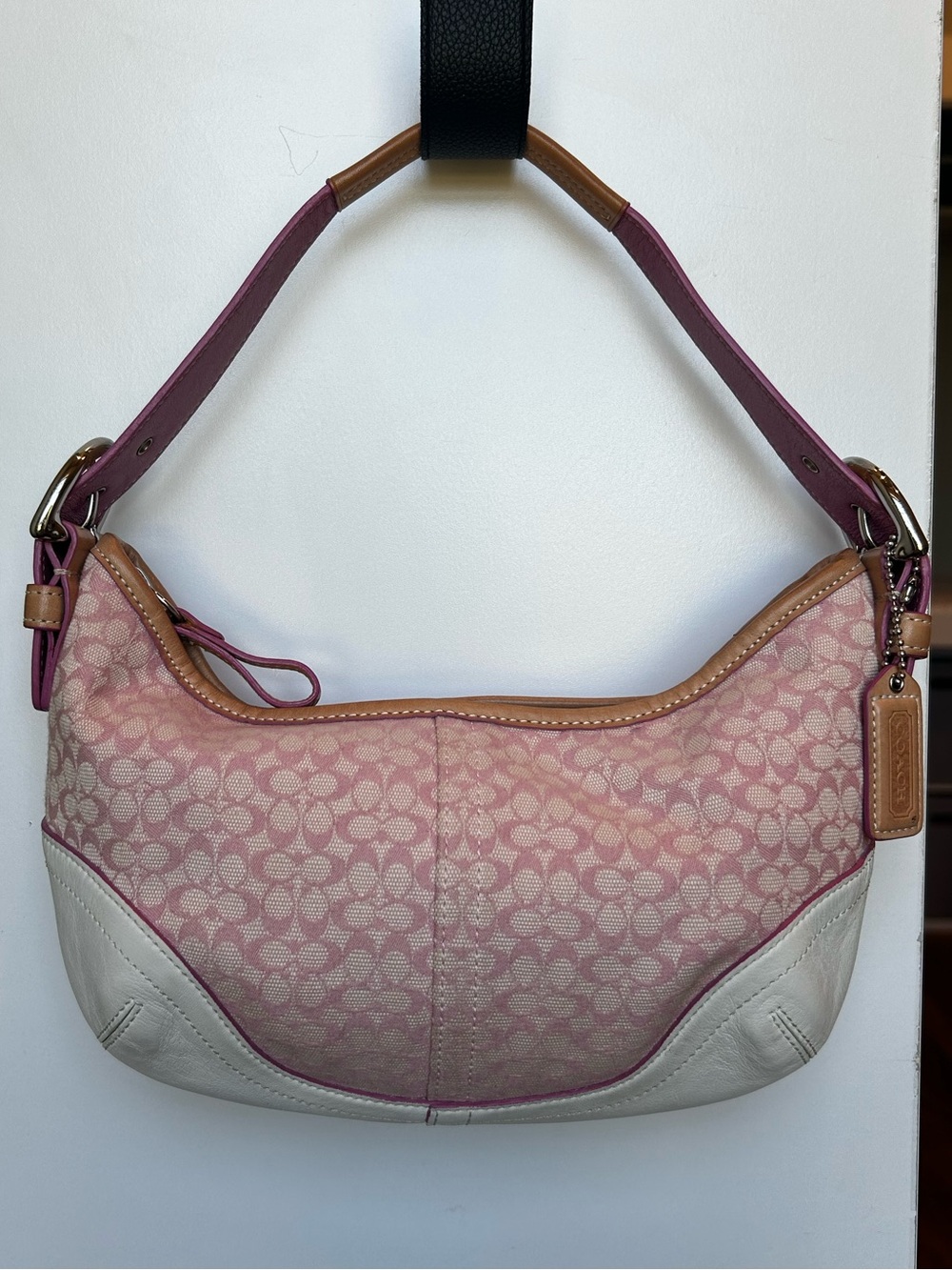 Vintage Coach Soho 6351 Pink Signature Hobo Shoulder Bag
